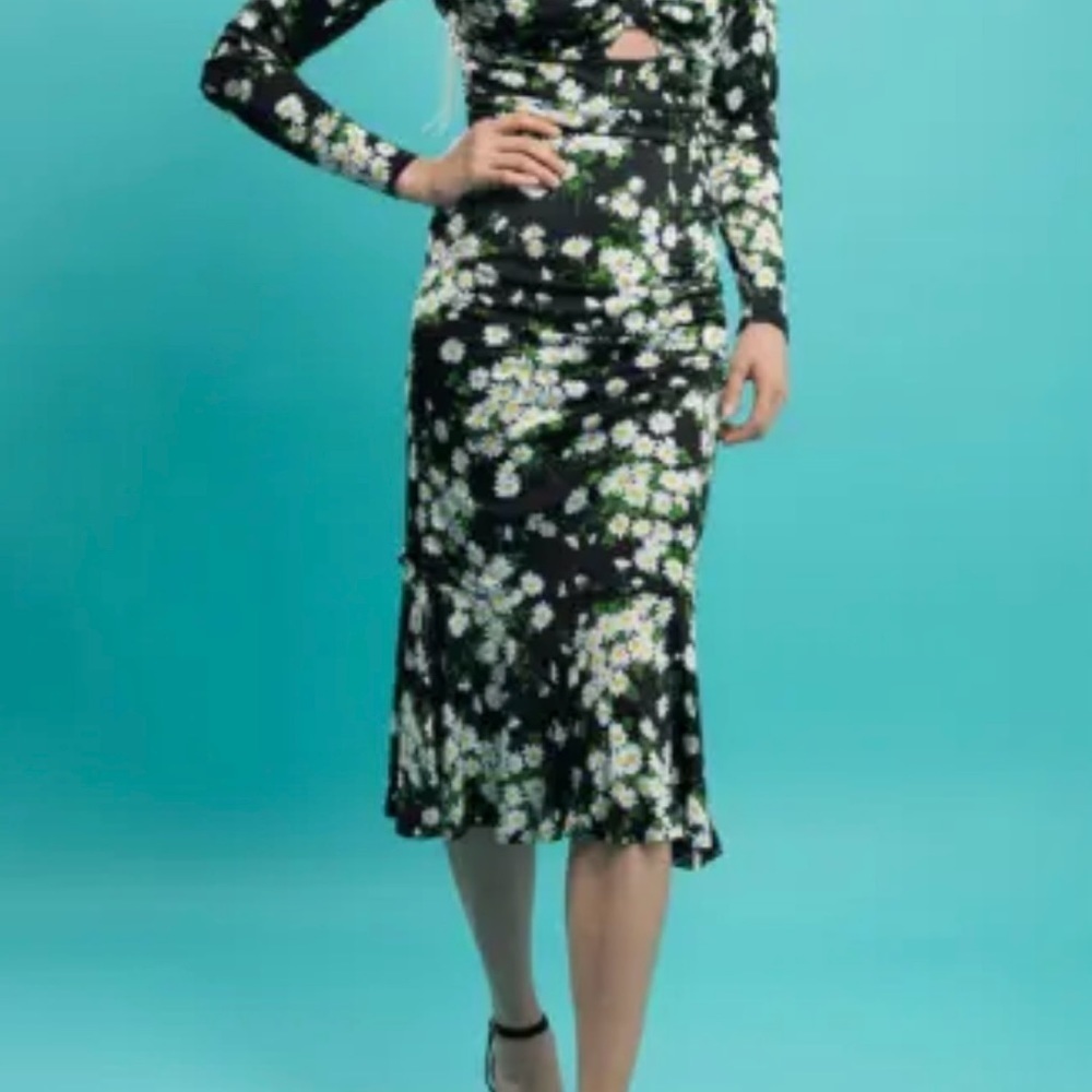MICHAEL KORS COLLECTION NWT Daisy Ruched Satin Jersey Dress Runway Size 0 - Picture 11 of 17